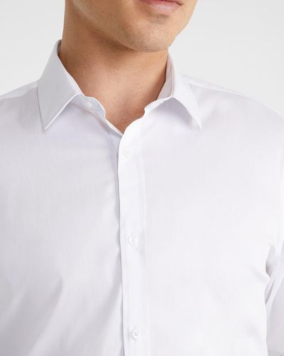 Yd Plain Stretch Slim Fit Shirt - White