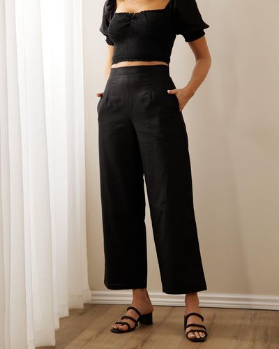 Atmos&Here Hyacinth Linen Blend Trousers - Black