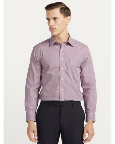 Brooks Brothers Stretch Slim Fit Dress Shirt, Non Iron Pinpoint Ainsley Collar Check - Purple