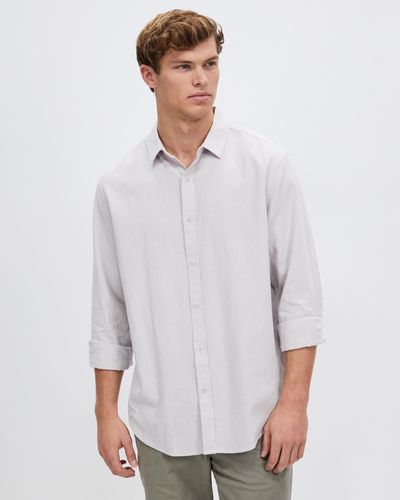 Staple Superior Avalon Linen Blend Ls Shirt - White