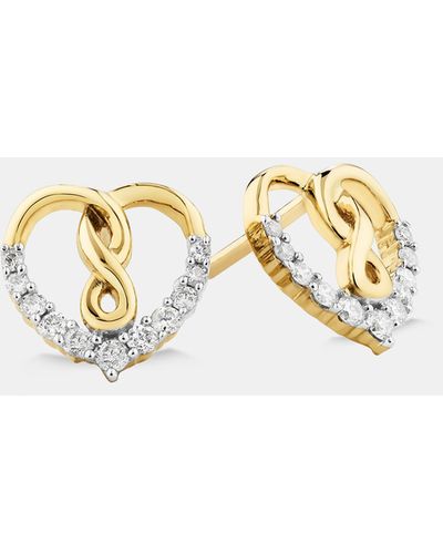 Michael Hill Heart Infinity Earrings With 0.20 Carat Tw Of Diamonds In 10kt Gold - Yellow
