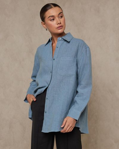 AERE Linen Shirt - Blue