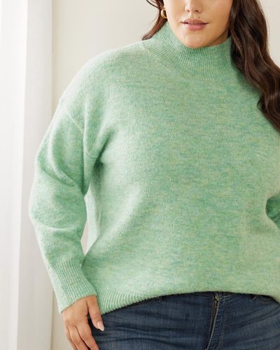 Atmos&Here Curvy Megan Wool Blend Knit Jumper - Green