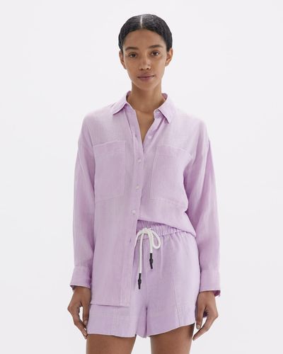 Jag Linen Oversized Shirt - Purple