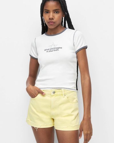 Pull&Bear Embroidered Star Top - White