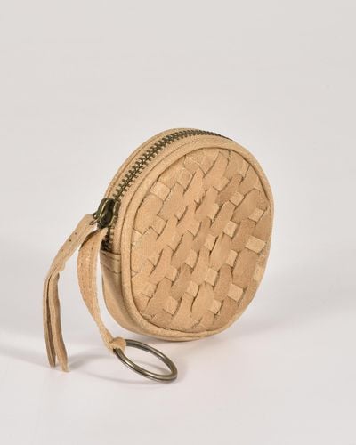 Cobb & Co Creswell Leather Woven Coin Purse - Natural