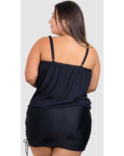 B Free Intimate Apparel Plus Size Draped One Piece Magic Swimsuit - Black