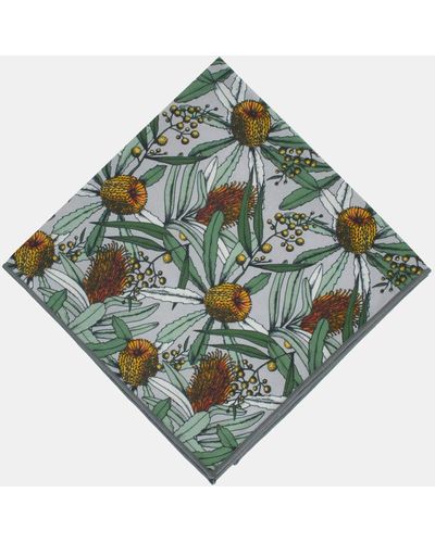 Peggy and Finn Banksia Pocket Square - Green