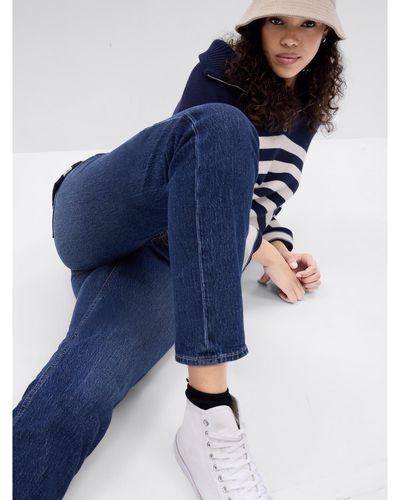 Gap High Rise Cheeky Straight Jeans With Washwell - Blue