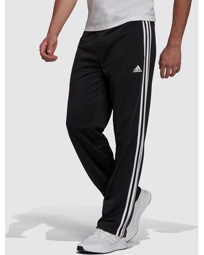 adidas Primegreen Essentials Warm Up Open Hem 3 Stripes Track Trousers - Black