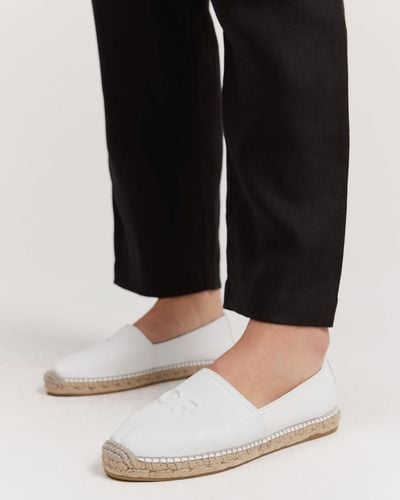 Country Road Cr Logo Leather Espadrille - White