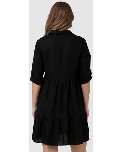 Ripe Maternity Adel Linen Button Through Dress - Black