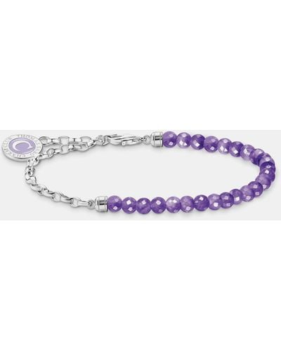 Thomas Sabo Member Charm Bracelet With Violet Imitation Amethyst Beads - Metallic