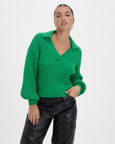 Dazie Young Hearts Knit Jumper - Green
