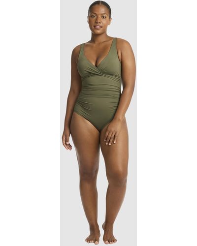 Sea Level Essentials Cross Front Multifit One Piece - Green