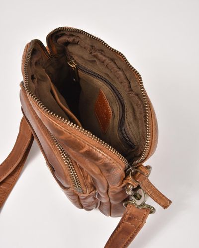 Cobb & Co Jolimont Washed Leather Crossbody Bag - Brown