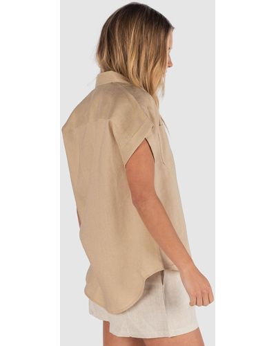 CAMIXA Capri Short Sleeve Linen Shirt - Natural