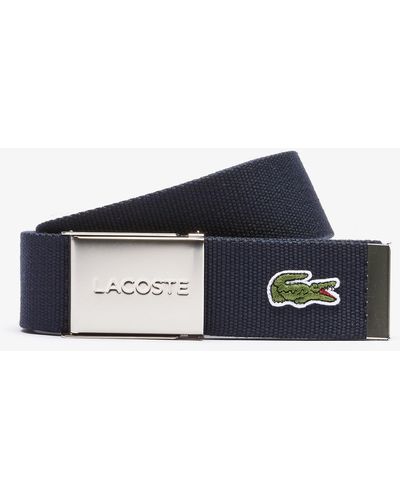 Lacoste Engraved Buckle Woven Fabric Belt - Blue