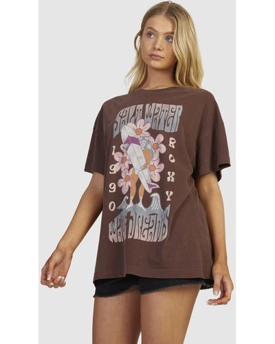 Roxy Sweet Janis Oversized T Shirt For Women - Brown