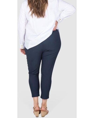 Love Your Wardrobe Tia Invisible Zip Stretch Pant - Blue