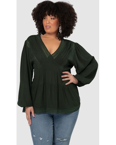 The Poetic Gypsy Astral Passenger Lace Blouse - Green