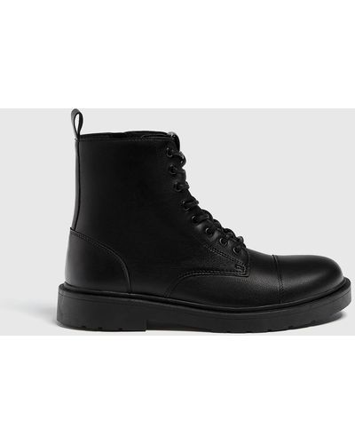 Pull&Bear Basic Lace Up Boots - Black
