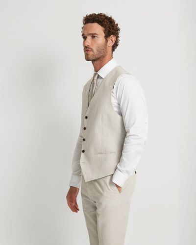 OXFORD Butterworth Linen Blend Waistcoat - White