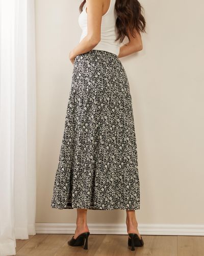 Atmos&Here Alani Tier Floral Skirt - Brown
