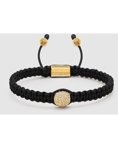 Nialaya String Bracelet With Gold Cz Bead - Metallic