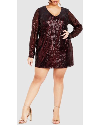 City Chic Micah Sequin Dress - Red