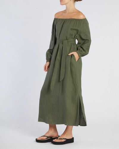 Amelius Tala Linen Maxi Dress - Green