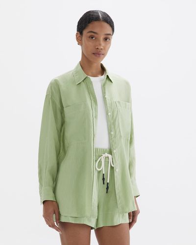 Jag Linen Oversized Shirt - Green