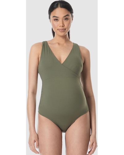 SOON Maternity Cross Front One Piece Swimsuit - Green