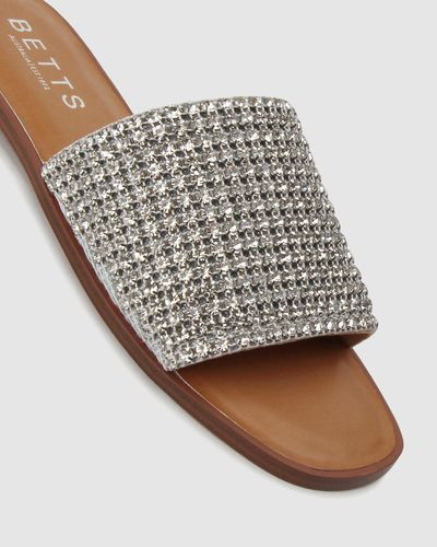 Betts Bright Flat Diamante Sandals - White