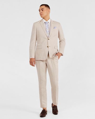 Tarocash Jae Slim Linen Suit Jacket - Natural