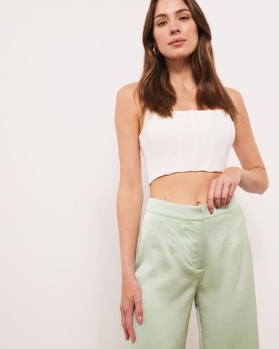 Atmos&Here Evalyn Pebble Satin Trousers - Green