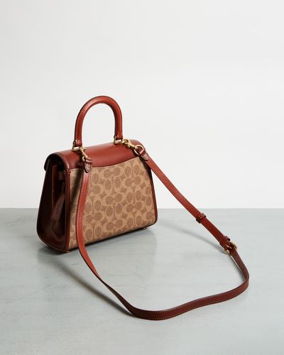 COACH Coated Canvas Signature Sammy Top Handle - Brown