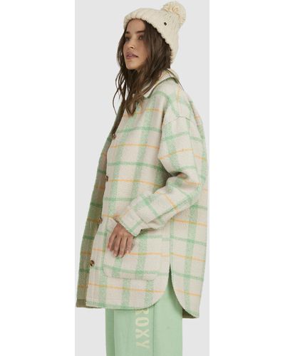 Roxy Check It Out Oversized Overshirt For Women - Green