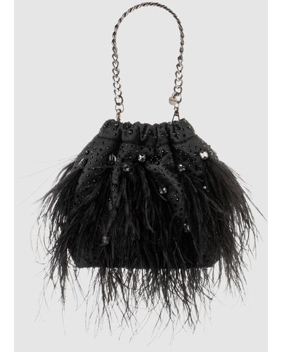 OLGA BERG Livvy Feather Pouch - Black