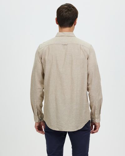 Staple Superior Hamilton Linen Blend Ls Shirt - Natural