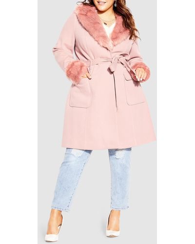 City Chic Make Me Blush Coat - Pink