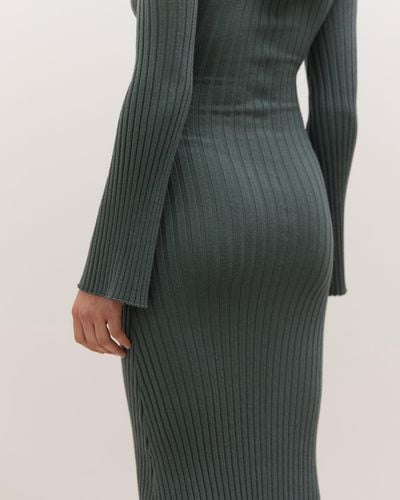 Minima Esenciales Willow Merino Wool Knit Dress - Green