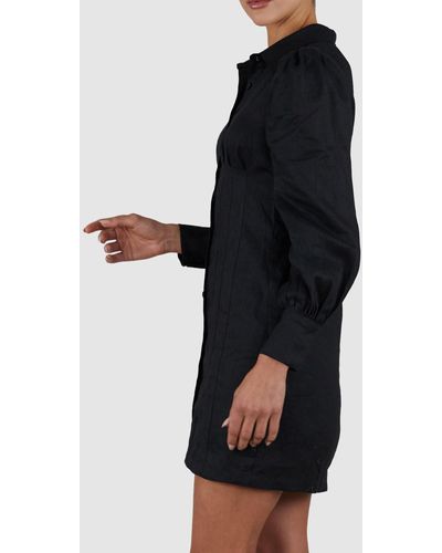 Amelius Emmie Linen Mini Shirt Dress - Black