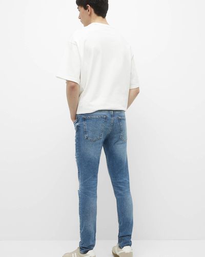 Pull&Bear Ripped Skinny Jeans - Blue