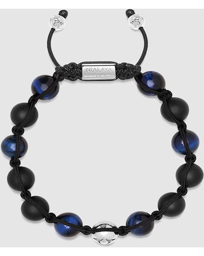 Nialaya Beaded Bracelet With Blue Tiger Eye And Black Onyx
