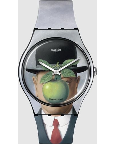 Swatch Le Fils De L'homme Watch By Rene Magritte - Grey