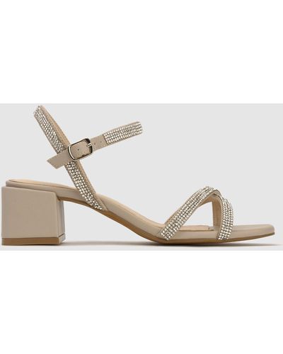 Betts Shay Diamante Low Heeled Sandals - Natural