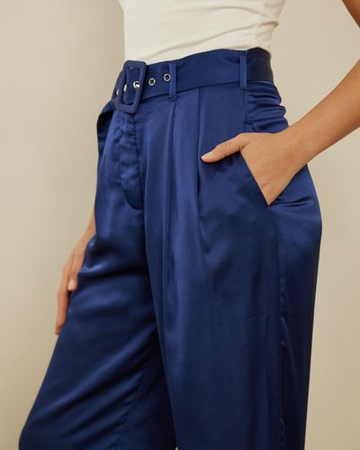 Atmos&Here Riya Geo Satin Trousers - Blue