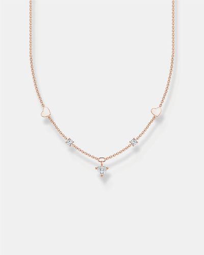 Thomas Sabo Necklace With Hearts And White Stones - Metallic