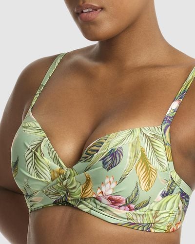 Sea Level Lost Paradise Cross Front Moulded Underwire Bra - Green